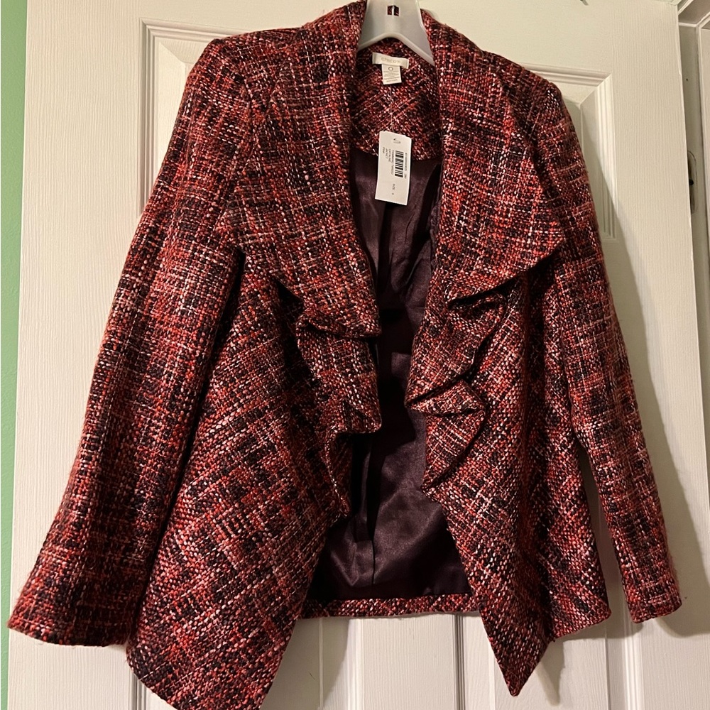 Chico's Burgundy and Maroon Tweed Blazer